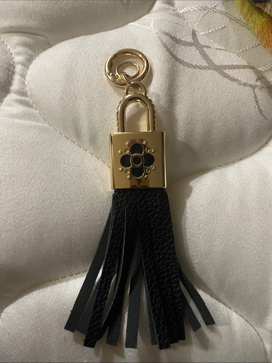 Louis Vuitton Accessories - Louis Vuitton Black Leather Tassel Keychain with Gold Hardware